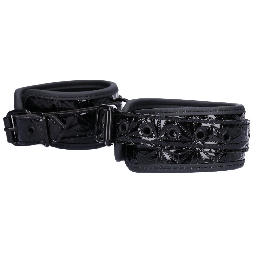 Side view of black wrist cuffs
