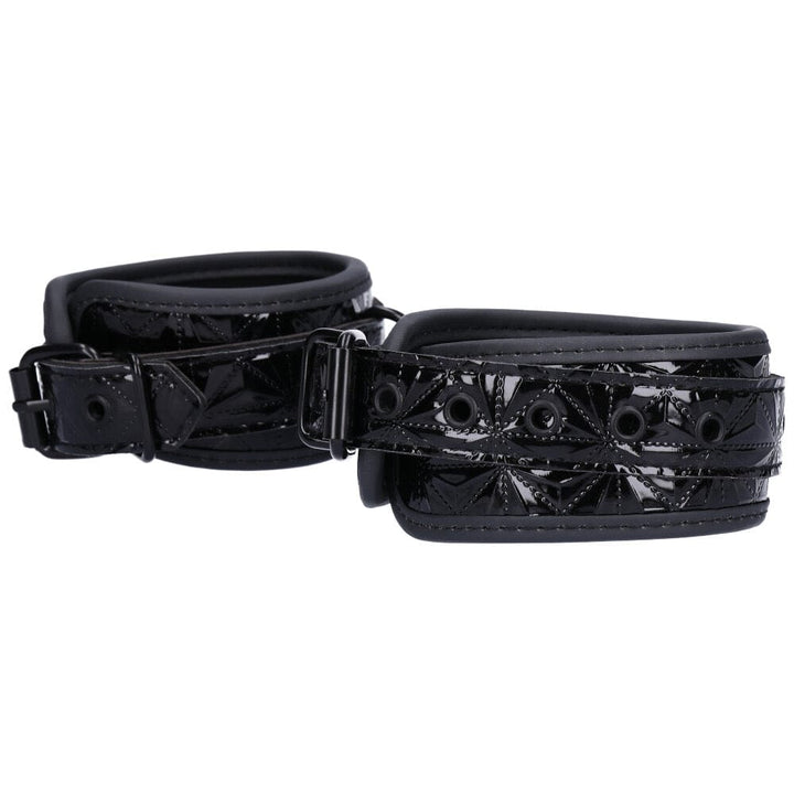 Side view of black wrist cuffs