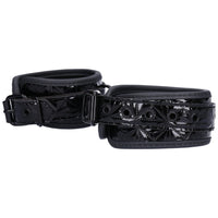 Side view of black wrist cuffs