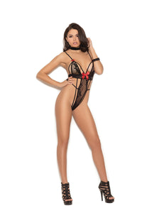 Strappy Lace Teddy with Bows - Lingerie