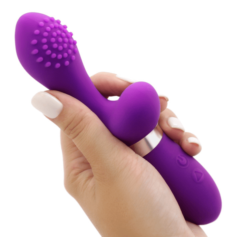 Image of the vibrator being held in hand and turned slightly to the side.