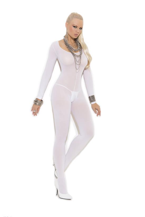 Opaque Open Crotch Bodystocking - Lingerie