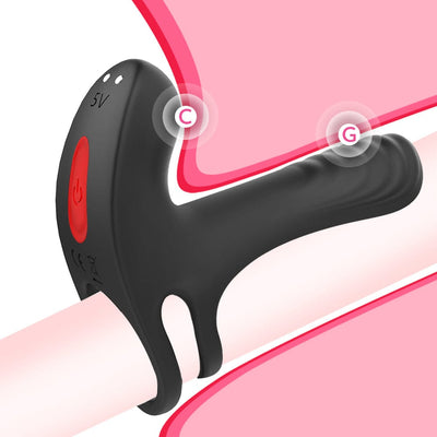 Vibrating cock ring on a penis.