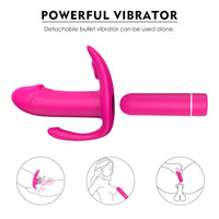 Triple stimulation vibe with emoveable bullet.