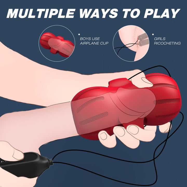Penis inside of vibrating masturbator.