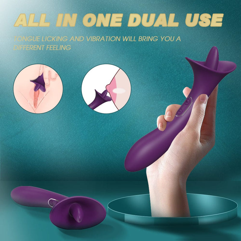 Flickering tongue vibrator used on nipples or clit.