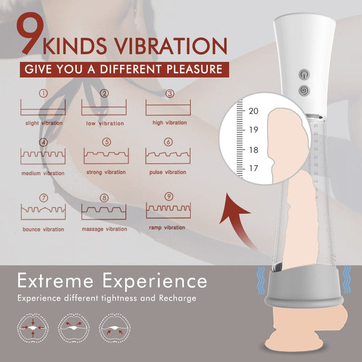 Penis pump has 9 different vibration modes.