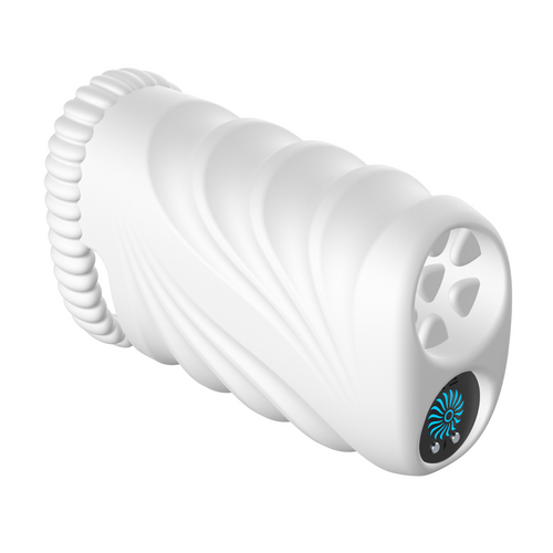 White soft masturbation sleeve with bullet vibrator inserted facing front left