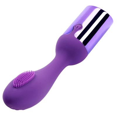 Image of the G-spot vibrator, with a close-up of the ticklers on the stimulator.