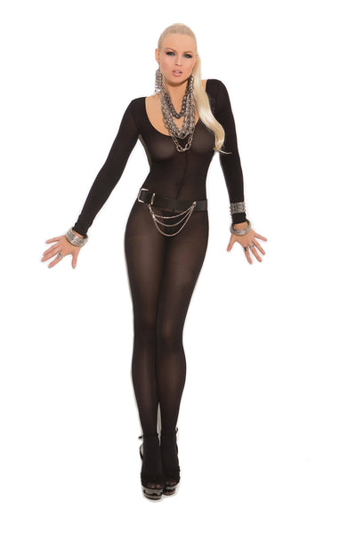 Opaque Open Crotch Bodystocking - Lingerie