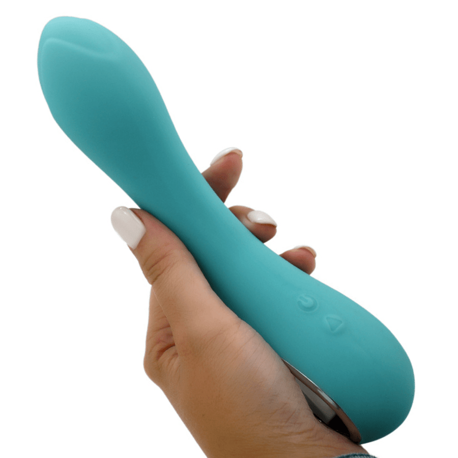 Image of hand holding the vibrator from the front.