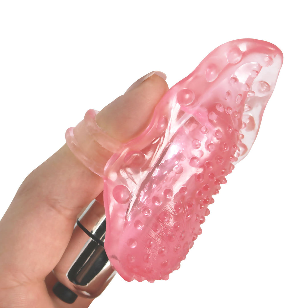 Vibrating Tongue Finger Sleeve with Clit Bullet - Vibrators