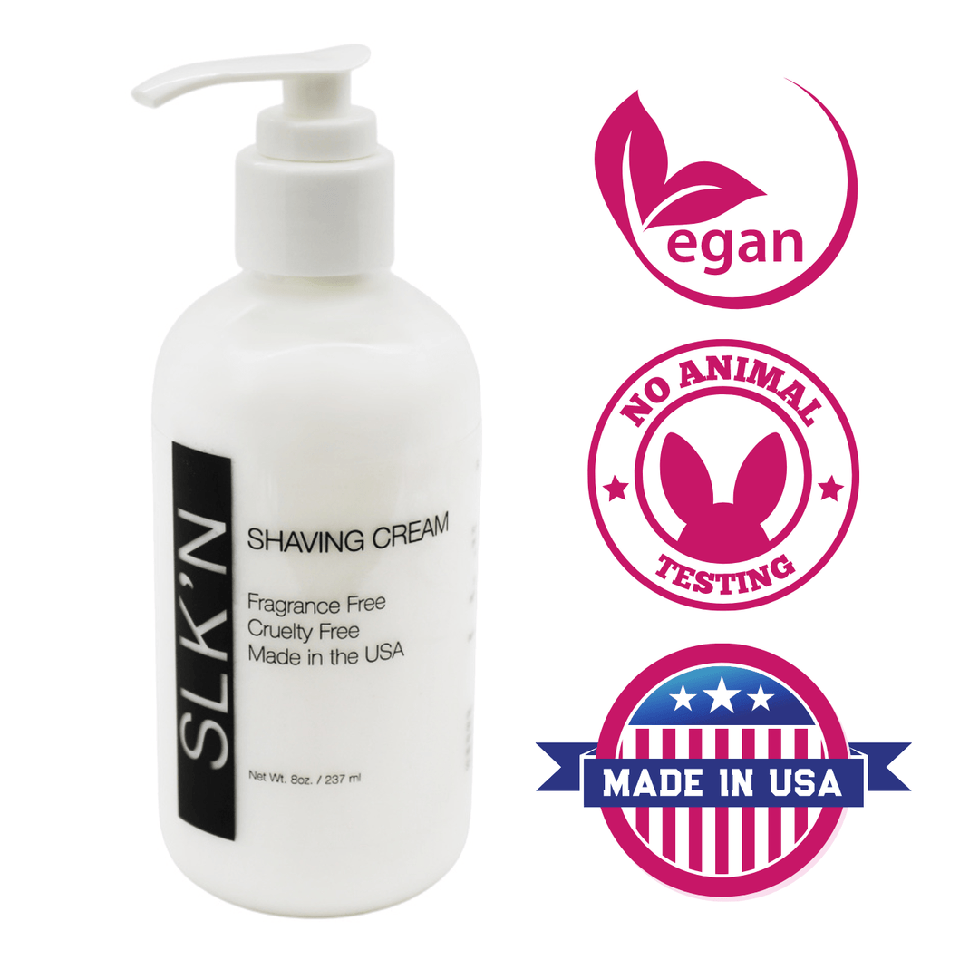 Image of the SLN'N shave cream. Vegan. No Animal Testing. Made In USA.