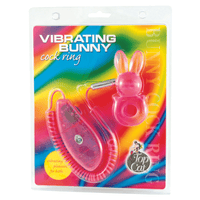 Image of the product packaging of the vibrating bunny cock ring. 