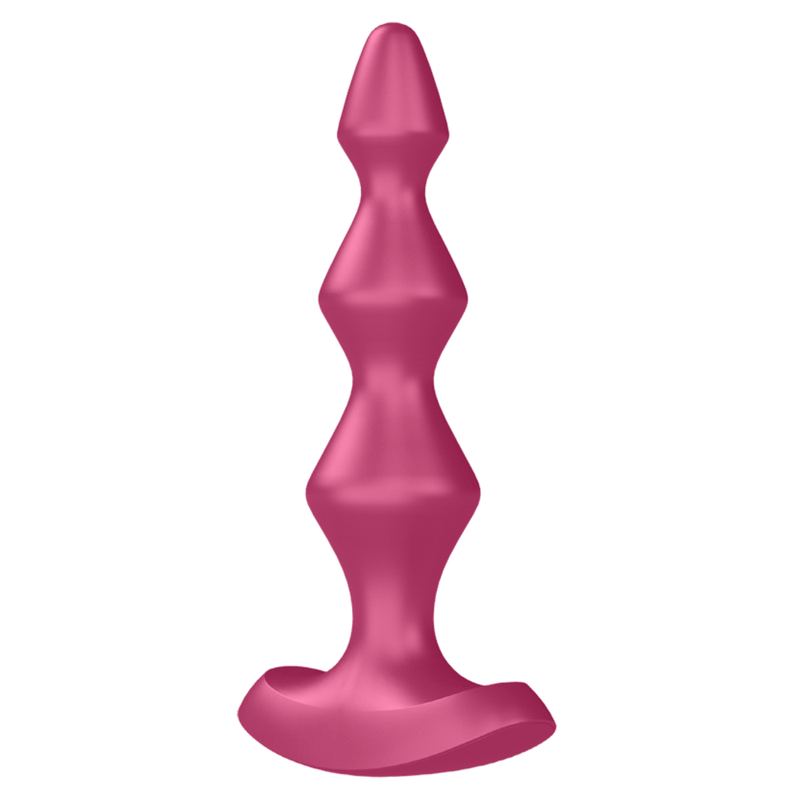 Image of Satisfyer Lolli-Plug Silicone Vibrating Butt Plug. This vibrating anal toy has a tapered tip and three graduated diamond-shape beads with a flared base.