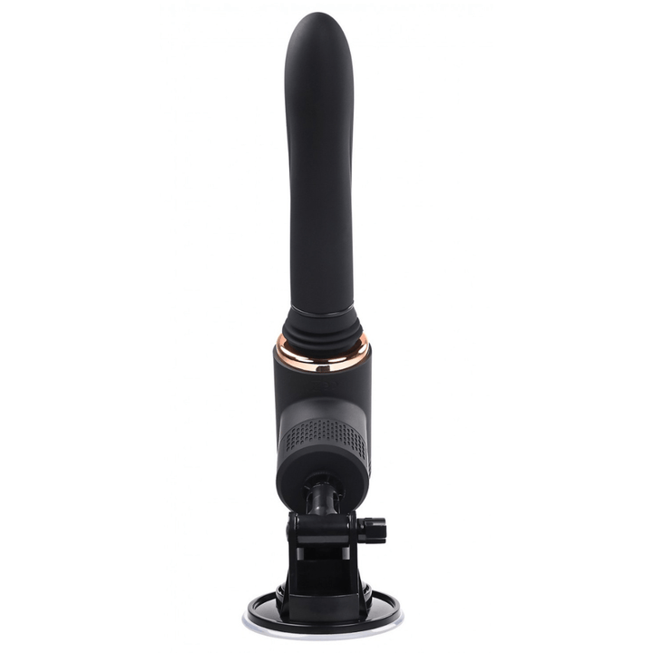 Image displays thrusting vibrator on adjustable suction cup mount from the front.