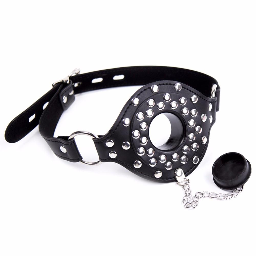 Leather Studded Feeding Gag - Bondage
