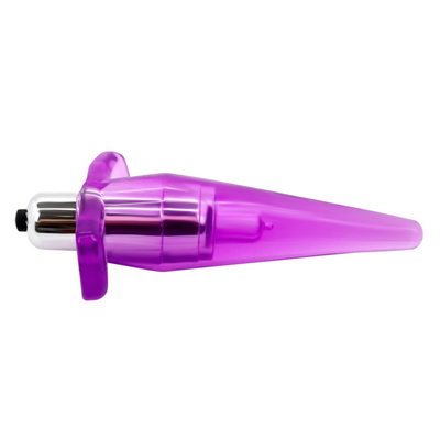Image of the purple butt plug from the side.