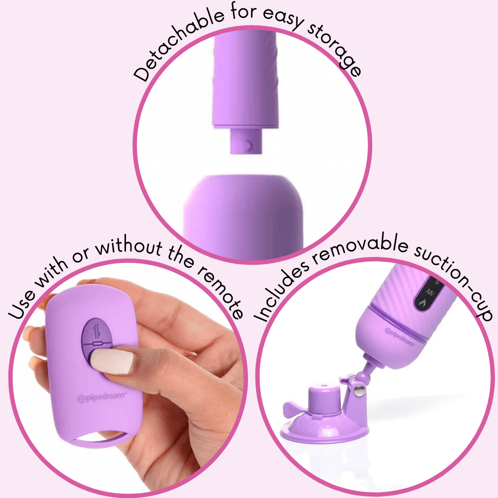 Detachable for easy storage. Use with or without the remote. Includes removable suction cup.