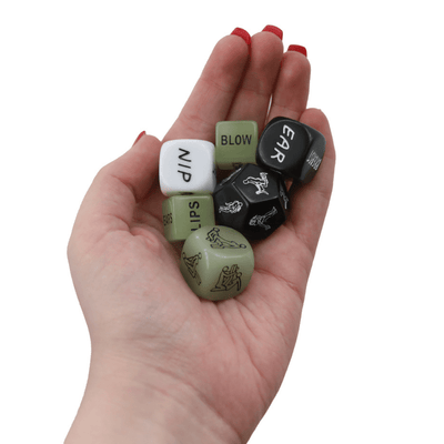 Image of the dice being held in hand.