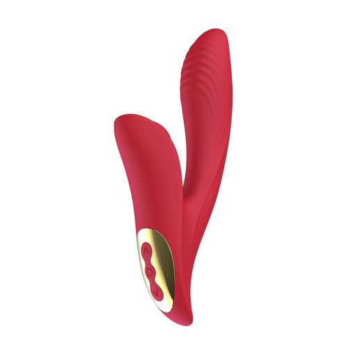 Bright red dual-action air pulse a-spot vibrator