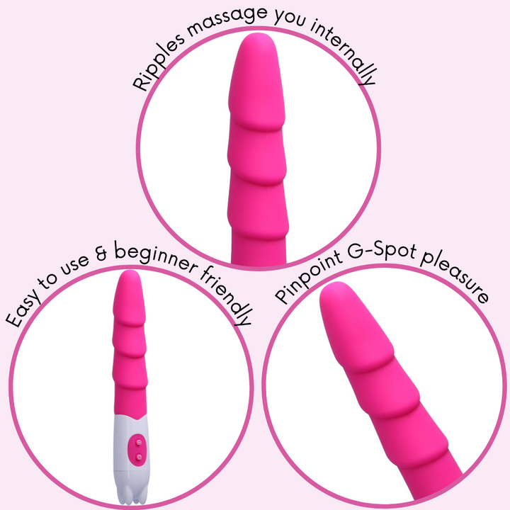 Ripples massage you internally. Easy to use a beginner friendly. Pinpoint G-Spot pleasure.