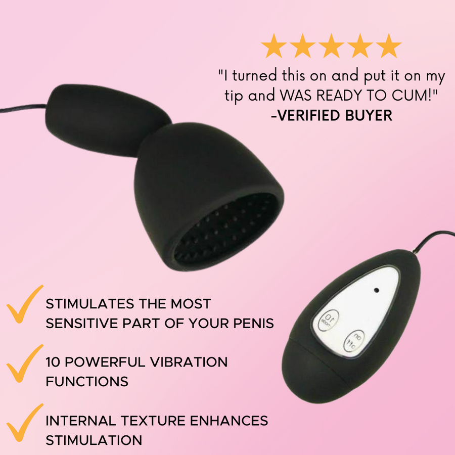 Penis tip massager with a remote control.