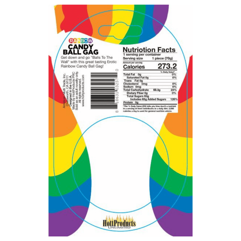 Image of the back of the product packaging of the ball gag.