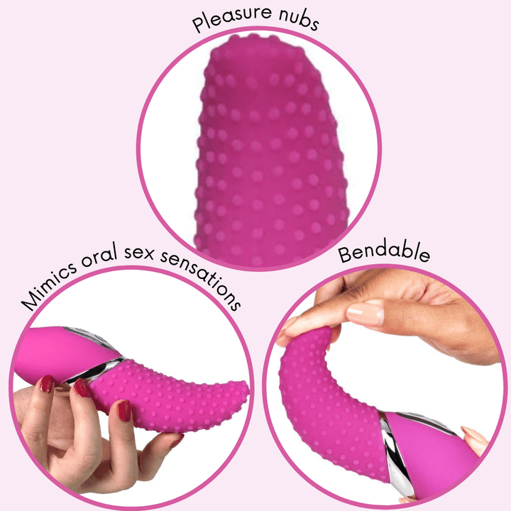 Pleasure nubs. Mimics oral sex sensations. Bendable.