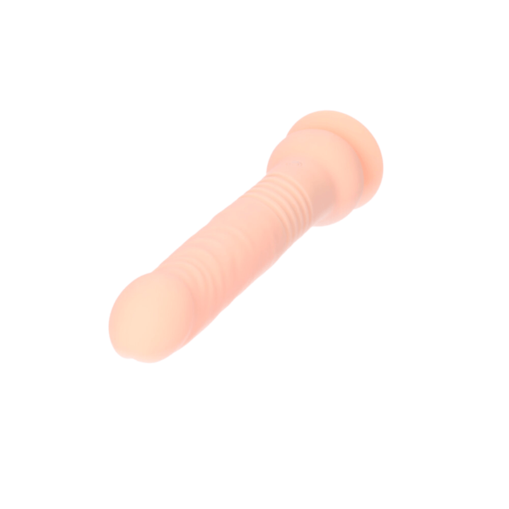 Front angle of rechargeable dildo with self-thrusting accordian