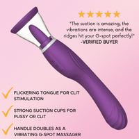 Dual-ended G-spot vibe and clit licking/sucking tongue!