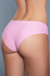 Model facing back right wearing pink seamless panty