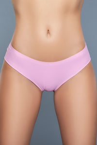 Model facing forward wearing pink seamless panties