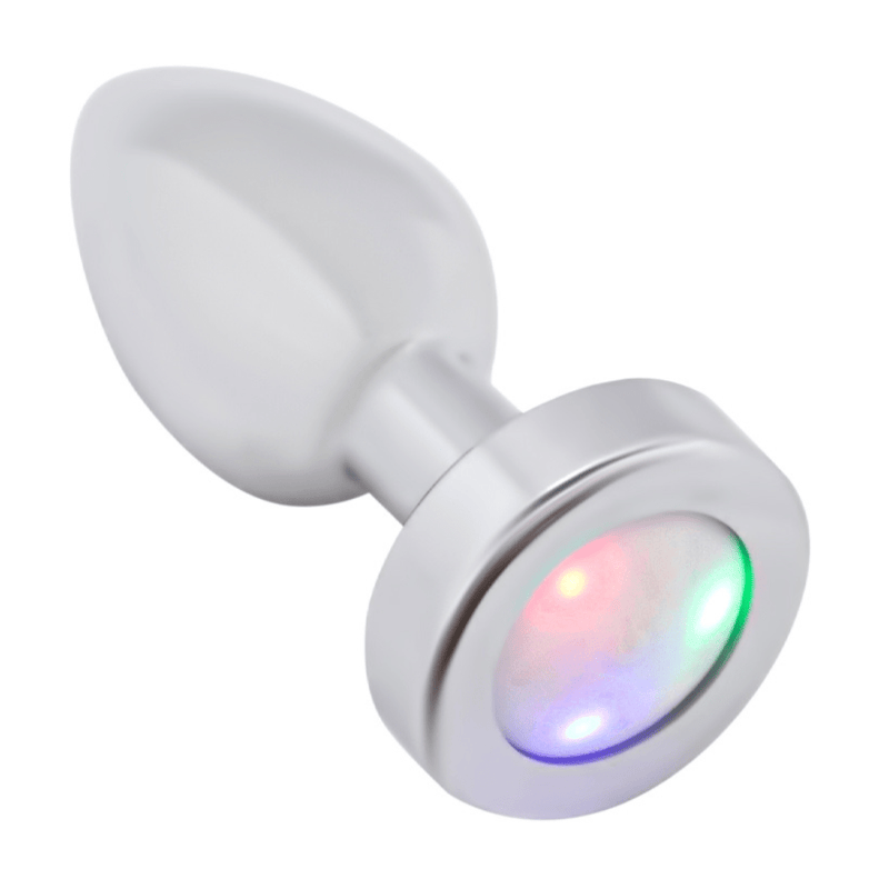 Image of the anal plug turned slightly to the side with the lights on.