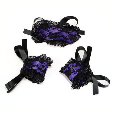 Intimate Bondage Kit For Couples - Silk Lace Blindfold & Cuff Set - Bondage