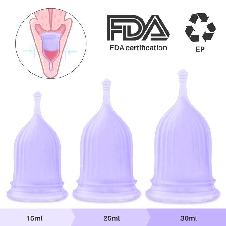 3 Different size menstrual cup set