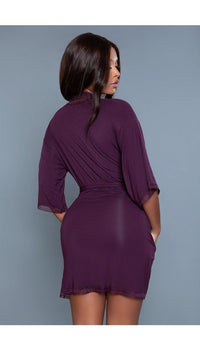 Back view of violet modal robe.