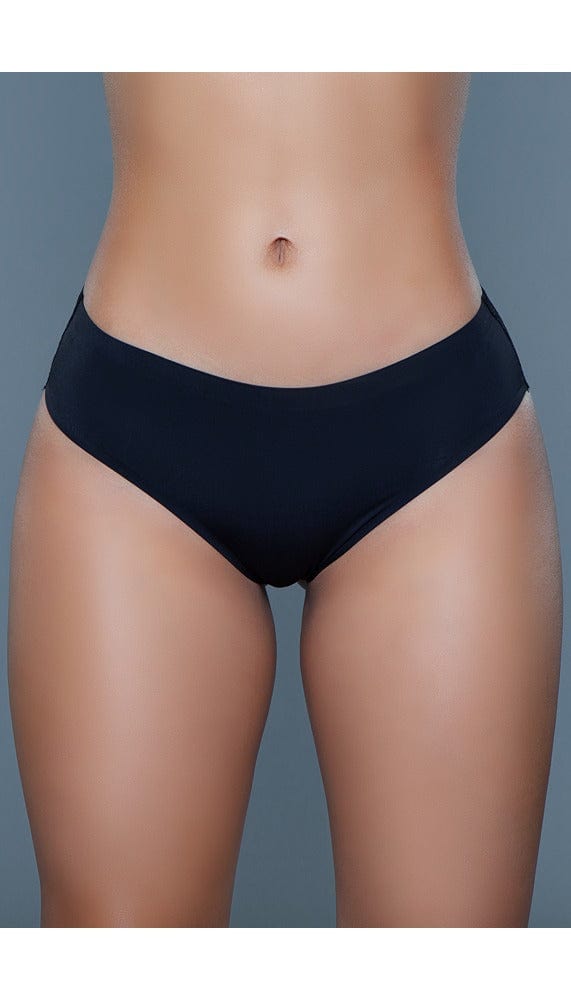 Black mid-rise brief panties.