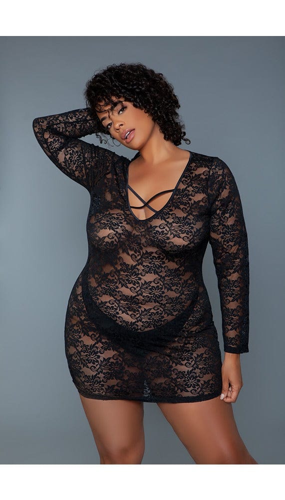 Black sheer lace chemise.