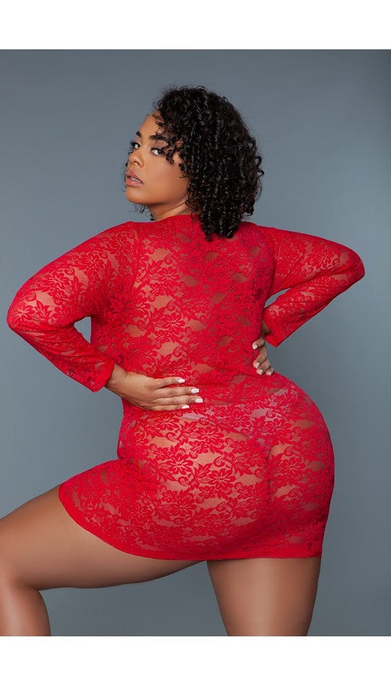 Back view of red chemise.