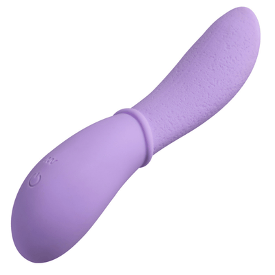 Close-up image of the vibrator, laying down and turned slightly to the side.