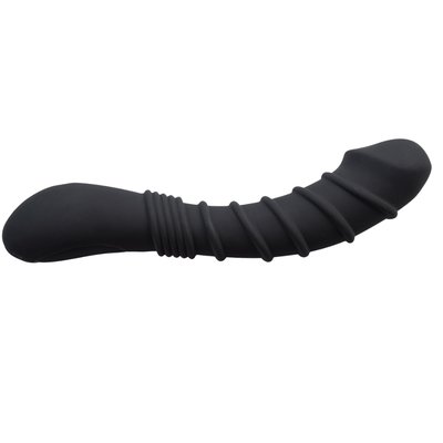 Image of the vibrating dildo from its side, laying down on its back