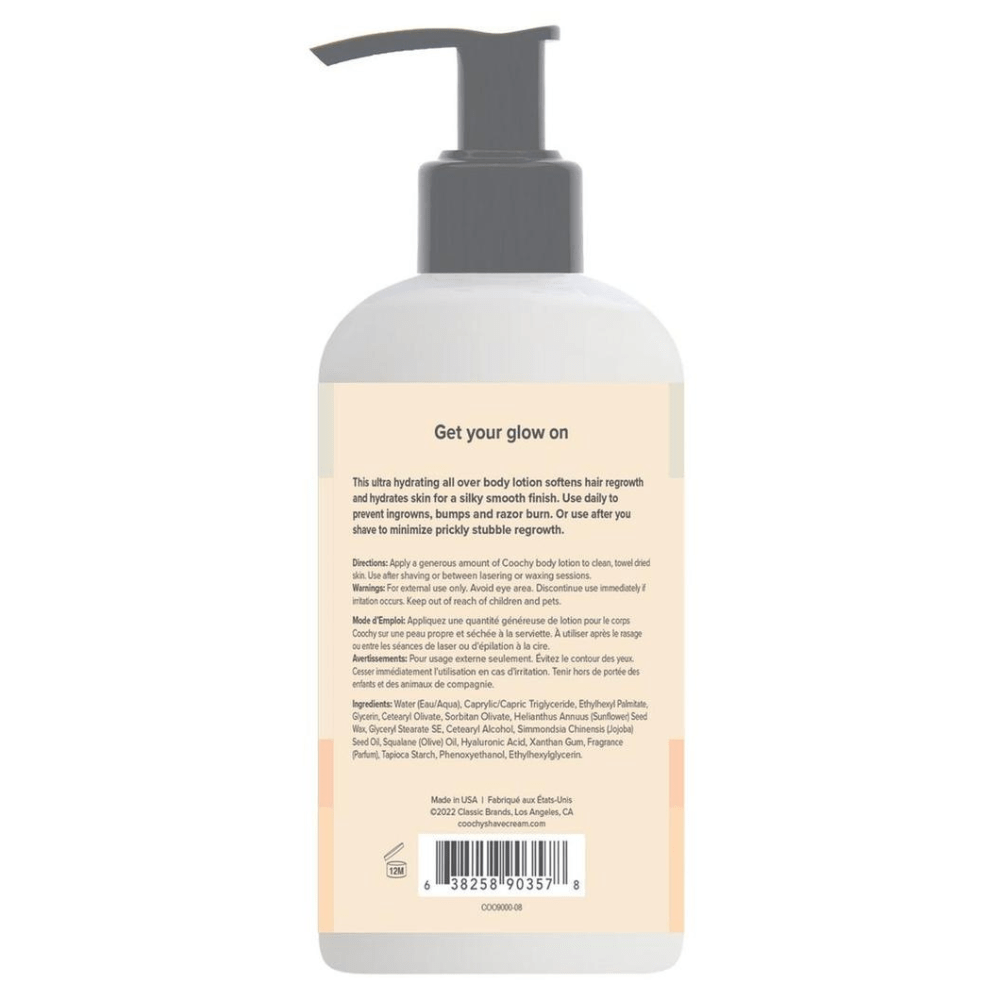 Image displays back side of Gogo Coco Body Lotion in bottle.