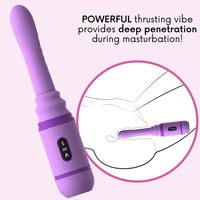 Powerful thrusting vibe provides deep penetration during masturbation!