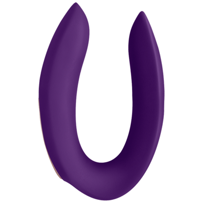 Image of the side of the vibrator. Spice things up in the bedroom with your partner when you try this powerful couples vibe! Stimulates both partners at once! Made of super soft silicone that is gentle on your skin and is rechargeable!
