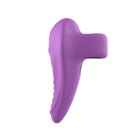 Silicone finger vibe side view.