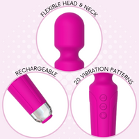 flexible head and neck, rechargeable, 20 vibration patterns