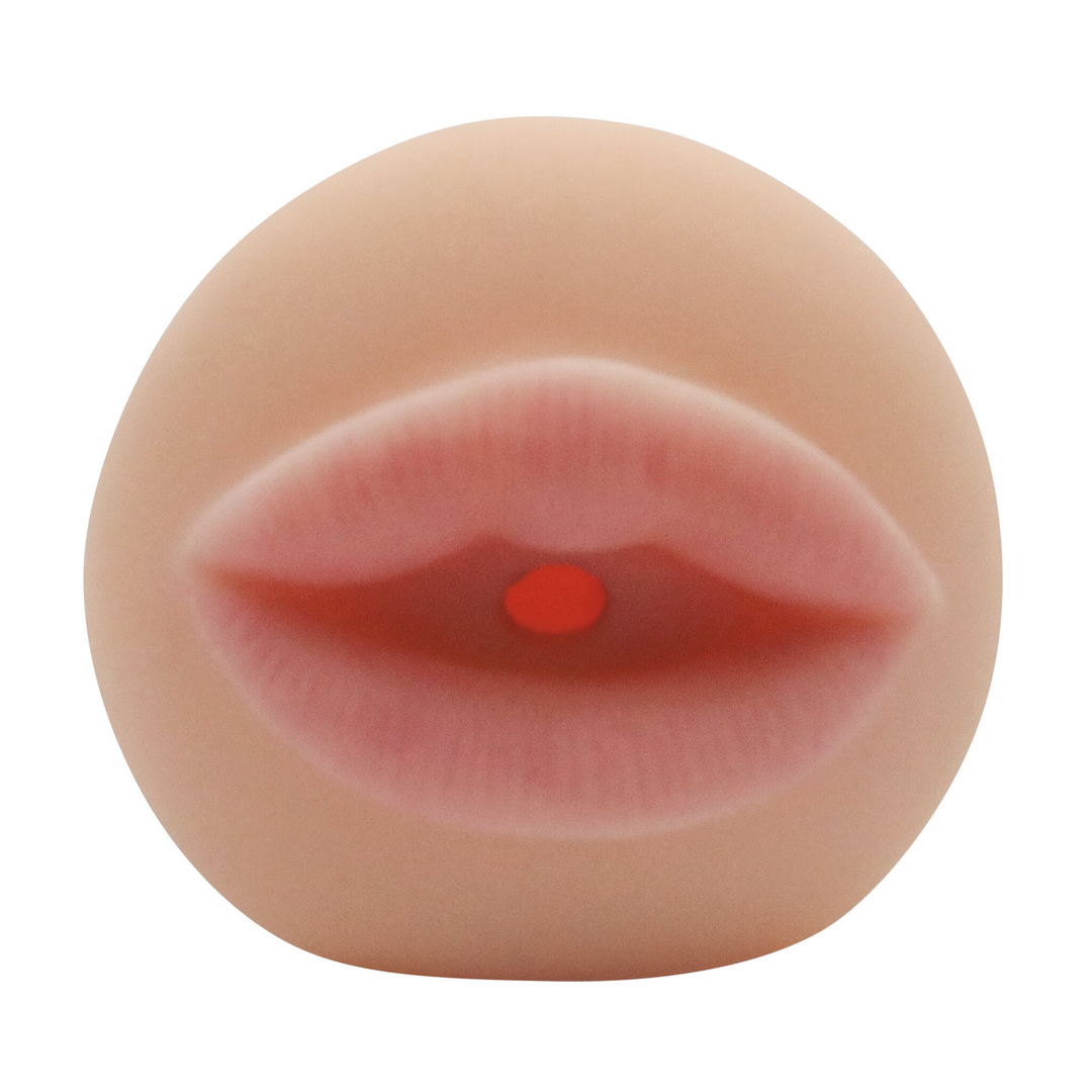 Close-up image of the masturbator! This realistic toy will feel just like someone is going down on you! This soft and stretchy material makes is ultra-realistic and provides intense sucking sensations with every thrust!