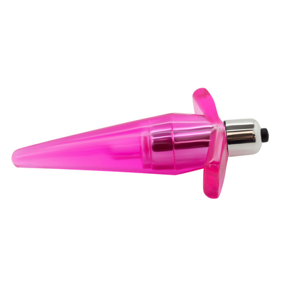 Image of the pink butt plug from the side.
