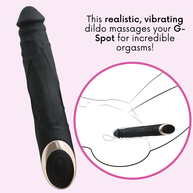 This realistic, vibrating dildo massages your G-spot for incredible orgasms!